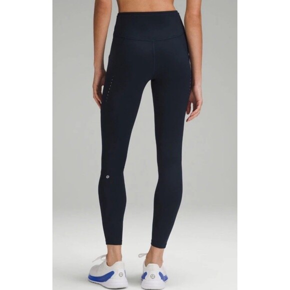 Lululemon Fast Free High-Rise Pants Black Sz 10 Reflective Pockets - Picture 1 of 9